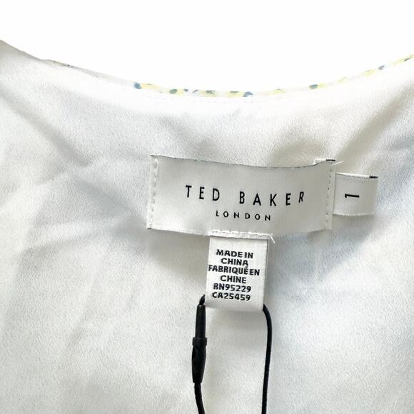NWT TED BAKER Gemmiaa Floral Print Ruffle Wrap Blouse Blue Size 1 (4 US) - Picture 9 of 14